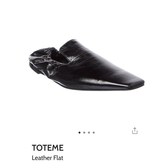 Toteme Shoes - TOTEME Black Leather Square Toe Elastic Back Flat Loafers Made in Italy Size 37